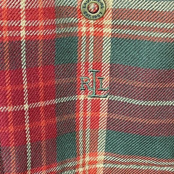 Lauren Ralph Lauren Jacket Plaid Vintage Men's Green Red Tan Full Zip size S - Picture 3 of 12